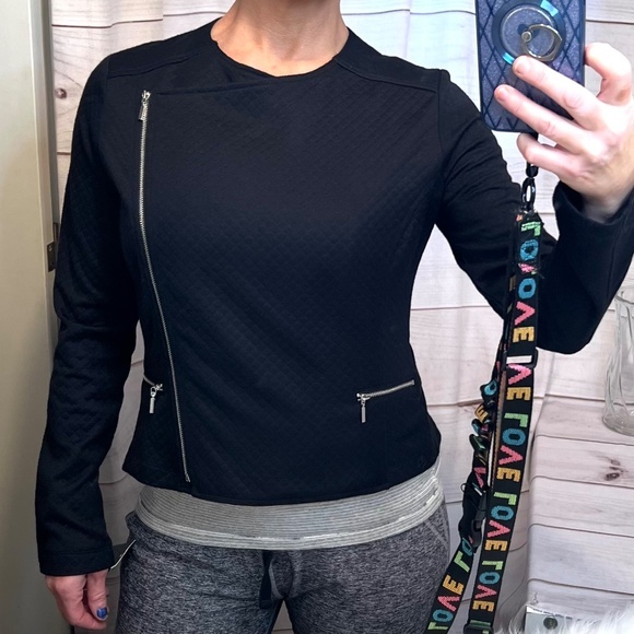Mossimo Supply Co. Tops - •NWT🤩 |•MOSSIMO•| Cute Black Moto Style Asymmetrical Zip Up Jacket Size Small